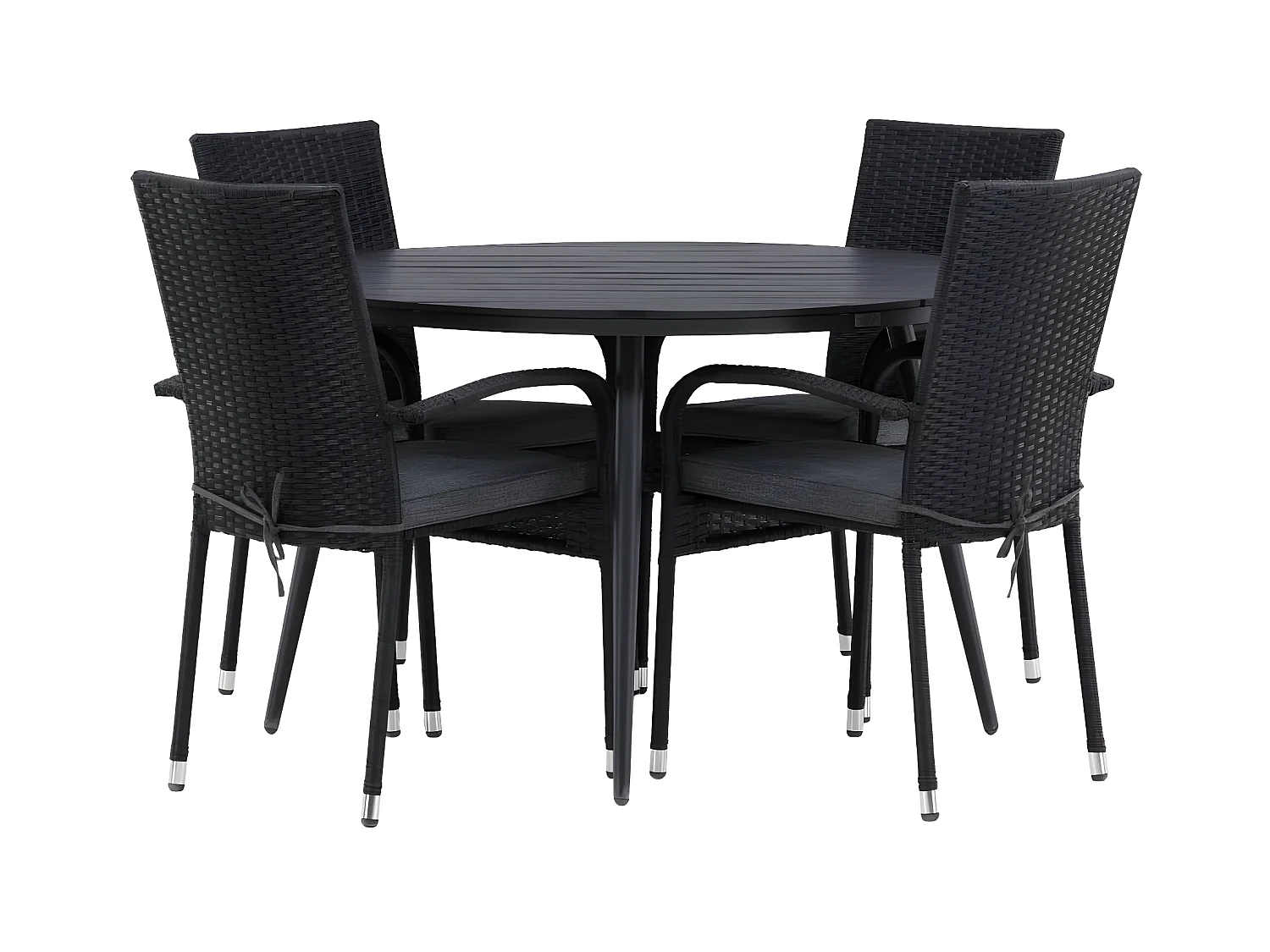 Break ensemble table et chaises de jardin, table 120x120cm, 4 chaises Anna, noir,noir.