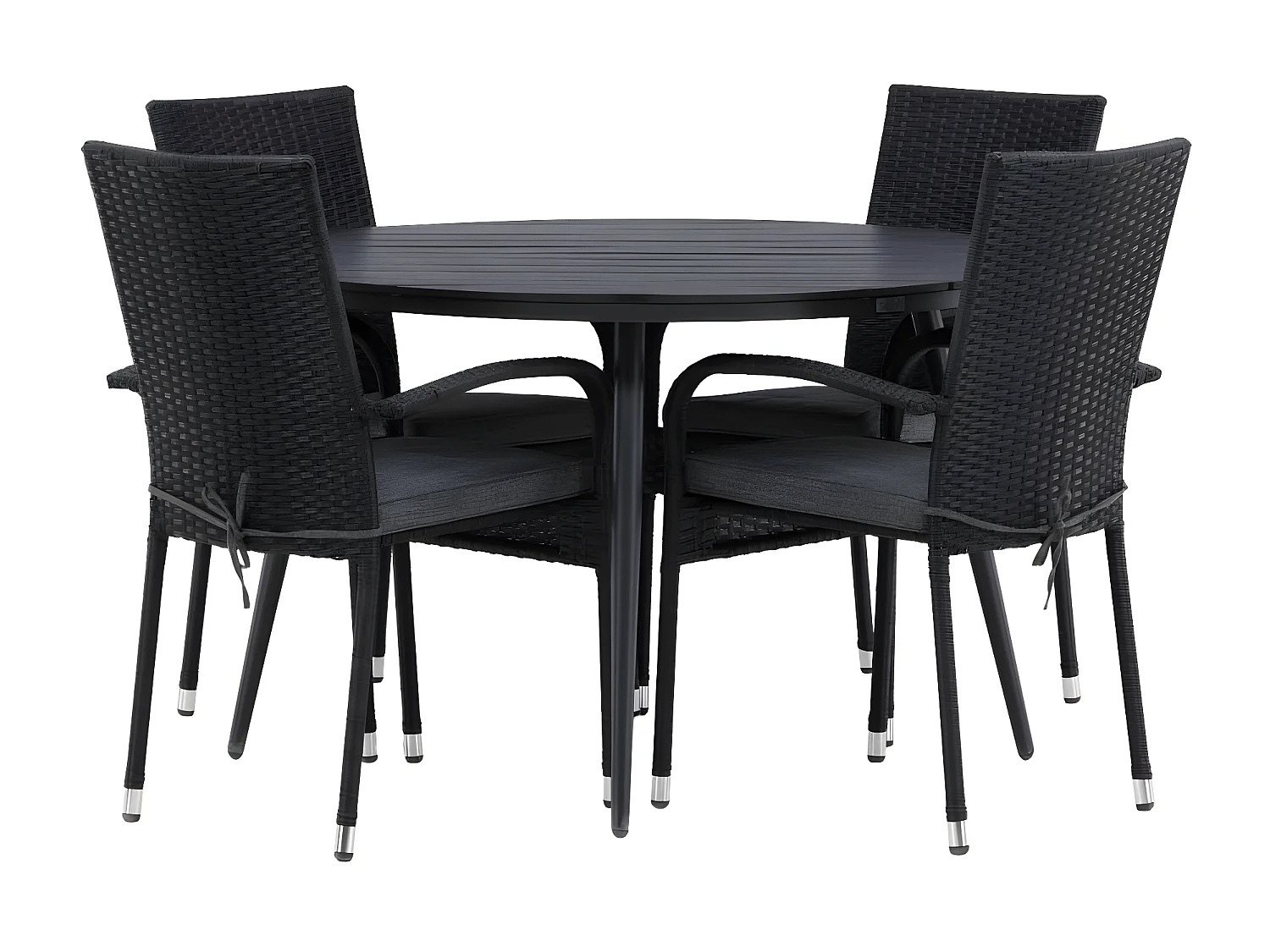 Break ensemble table et chaises de jardin, table 120x120cm, 4 chaises Anna, noir,noir.