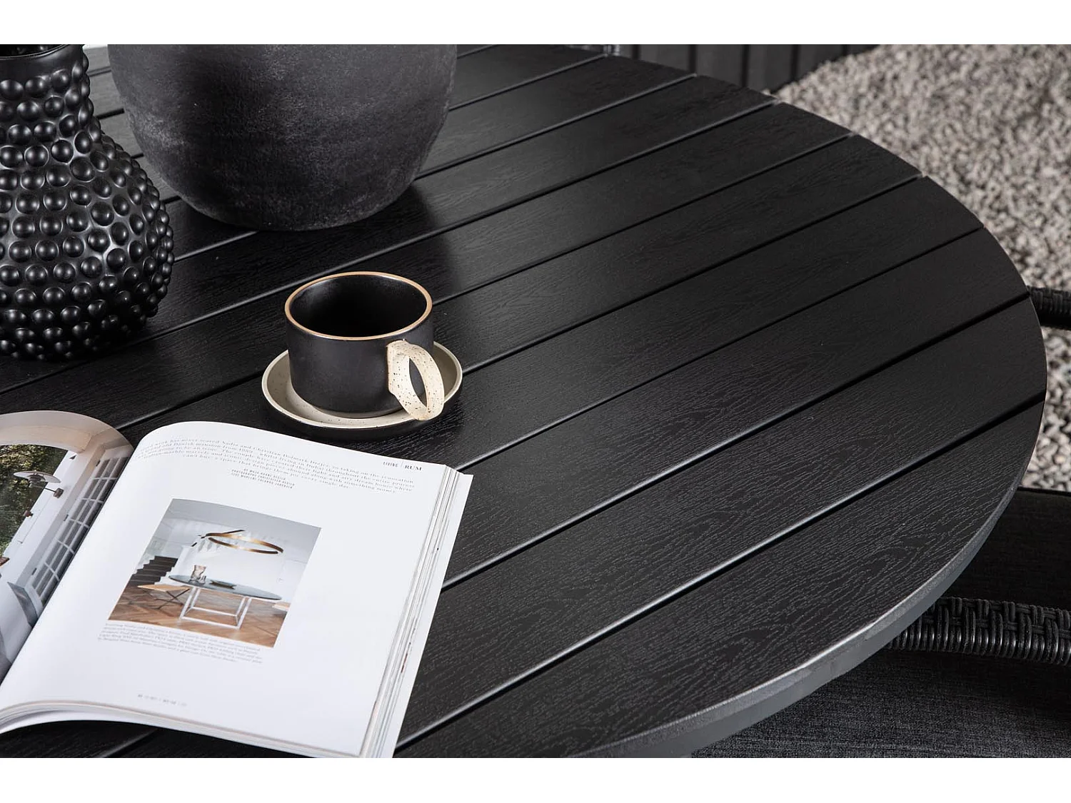 Break ensemble table et chaises de jardin, table 120x120cm, 4 chaises Anna, noir,noir.