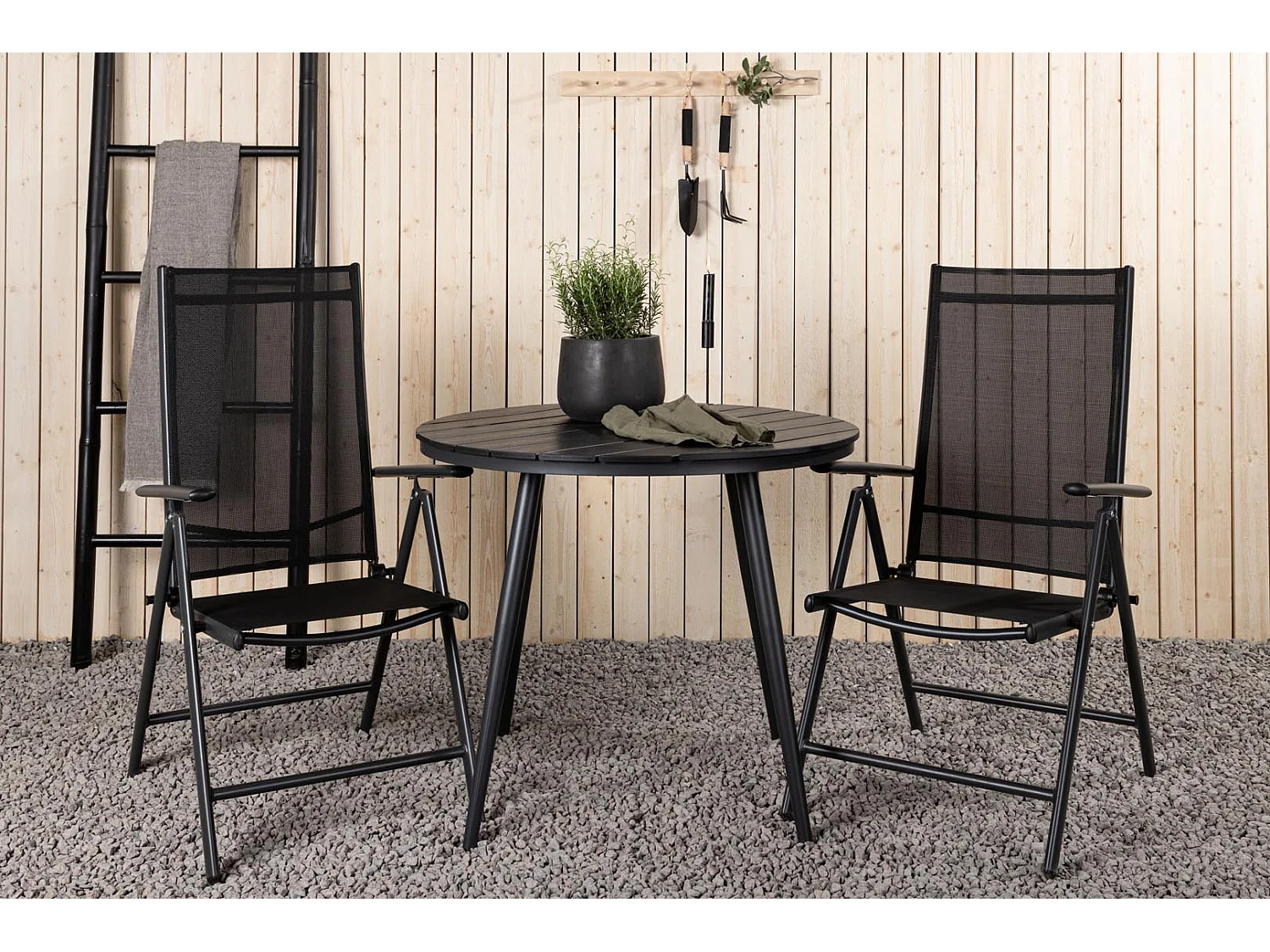 Break tuinmeubelset tafel 90x90cm, 2 stoelen Break, zwart,zwart.
