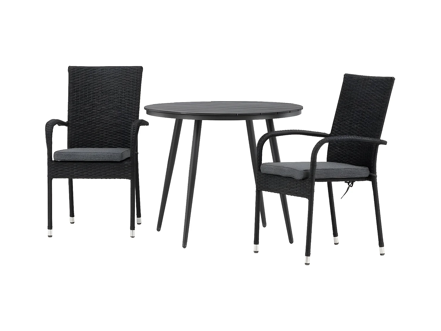 Break ensemble table et chaises de jardin, table 90x90cm, 2 chaises Anna, noir,noir.