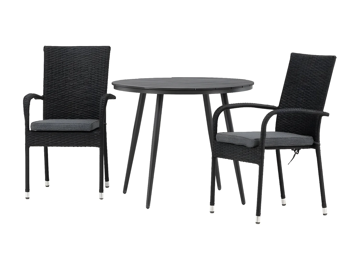 Break ensemble table et chaises de jardin, table 90x90cm, 2 chaises Anna, noir,noir.