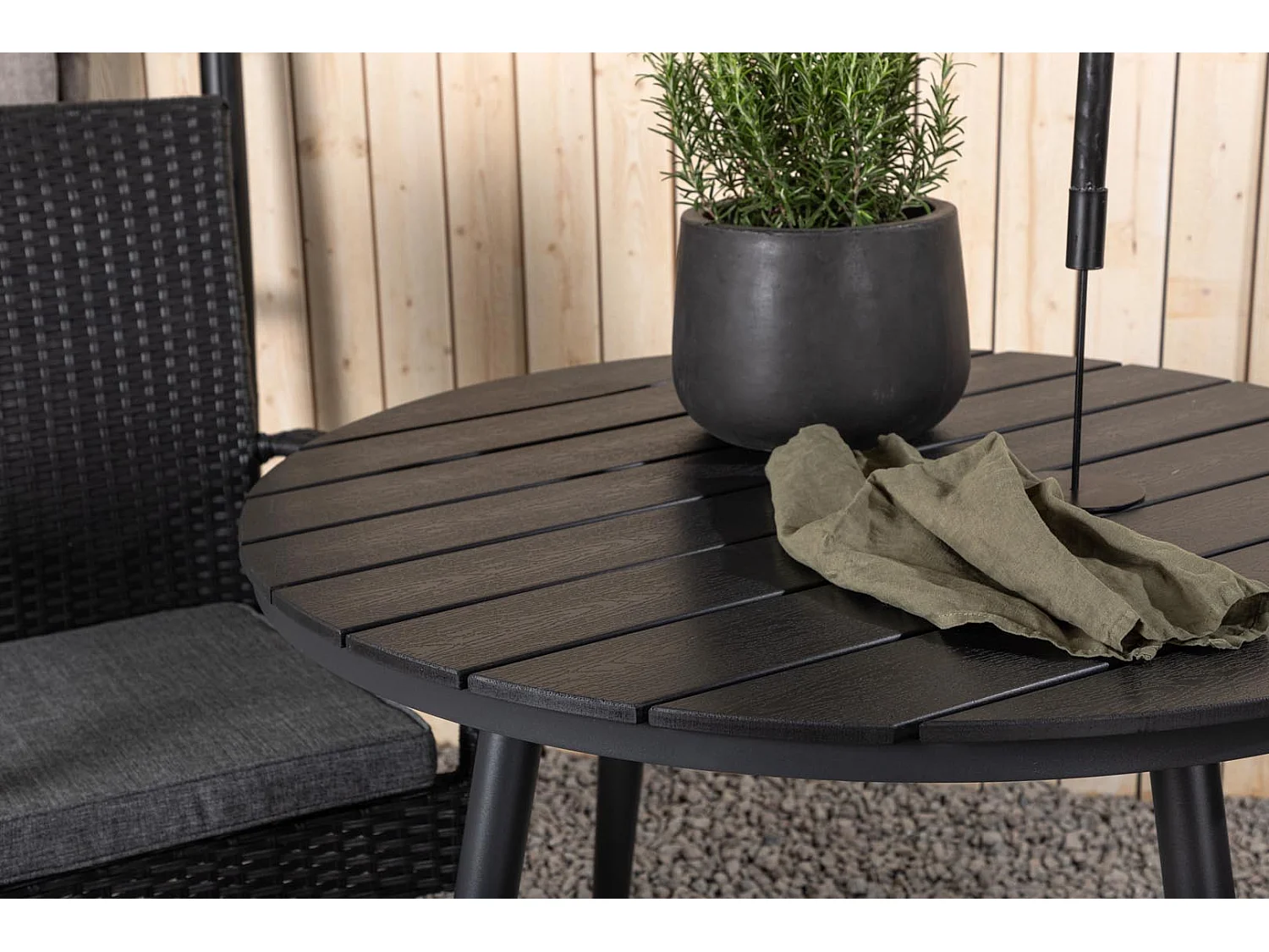 Break ensemble table et chaises de jardin, table 90x90cm, 2 chaises Anna, noir,noir.