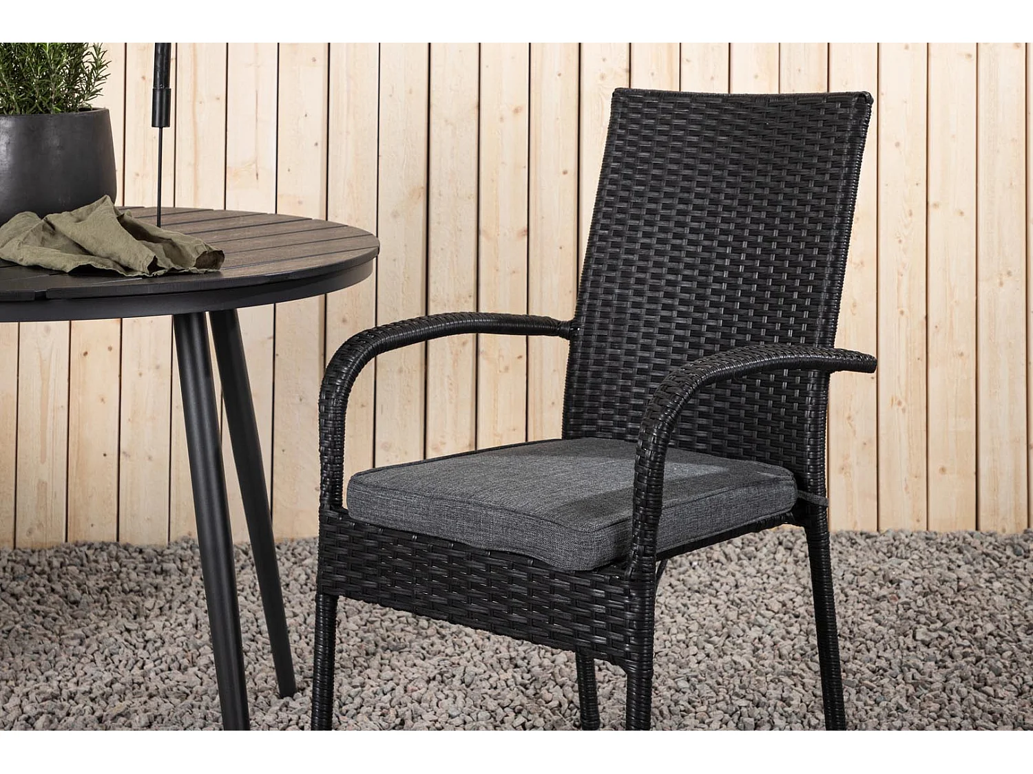 Break ensemble table et chaises de jardin, table 90x90cm, 2 chaises Anna, noir,noir.