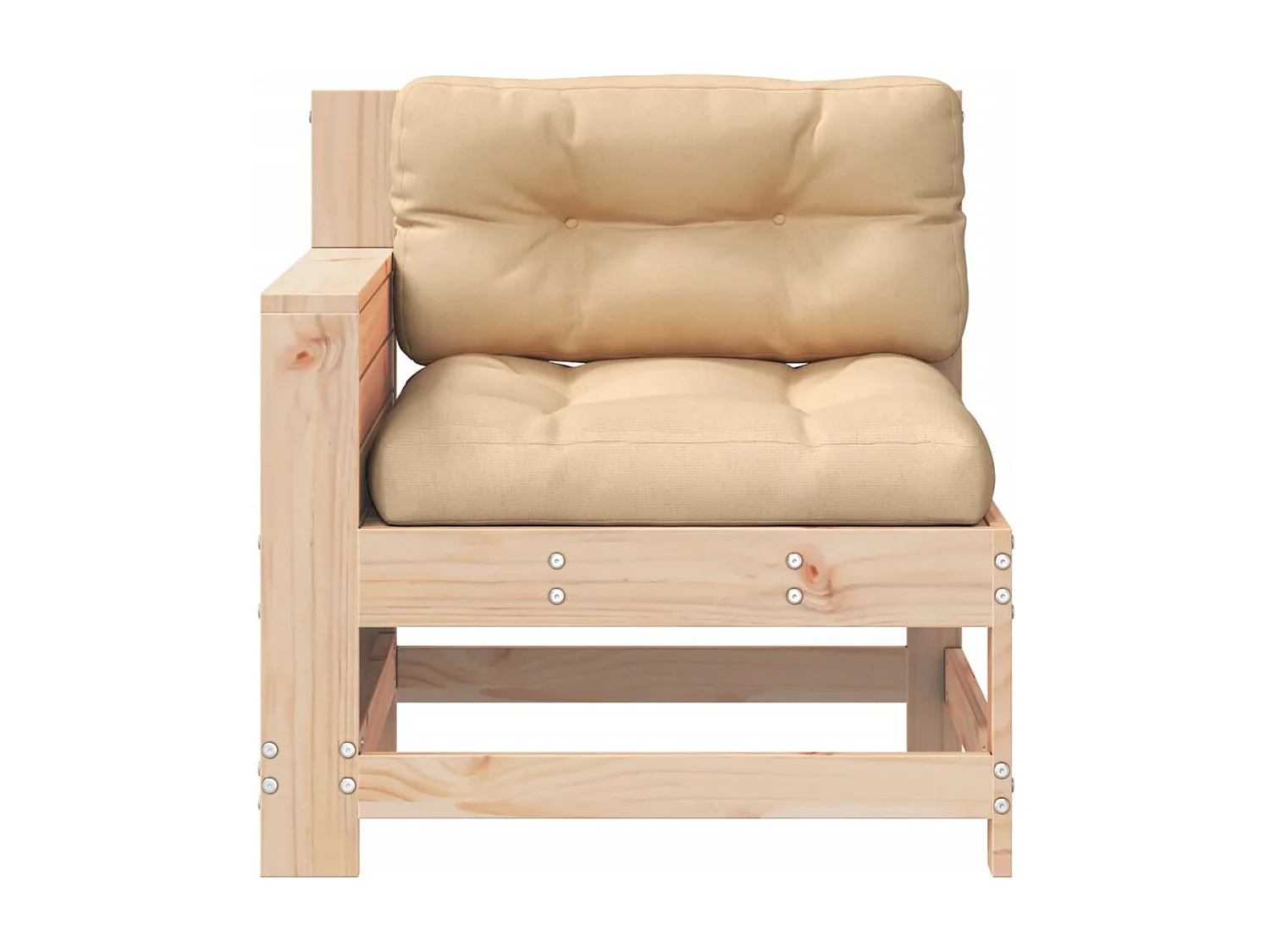 Gartensofa mit Armlehne und Kissen Massivholz Kiefer