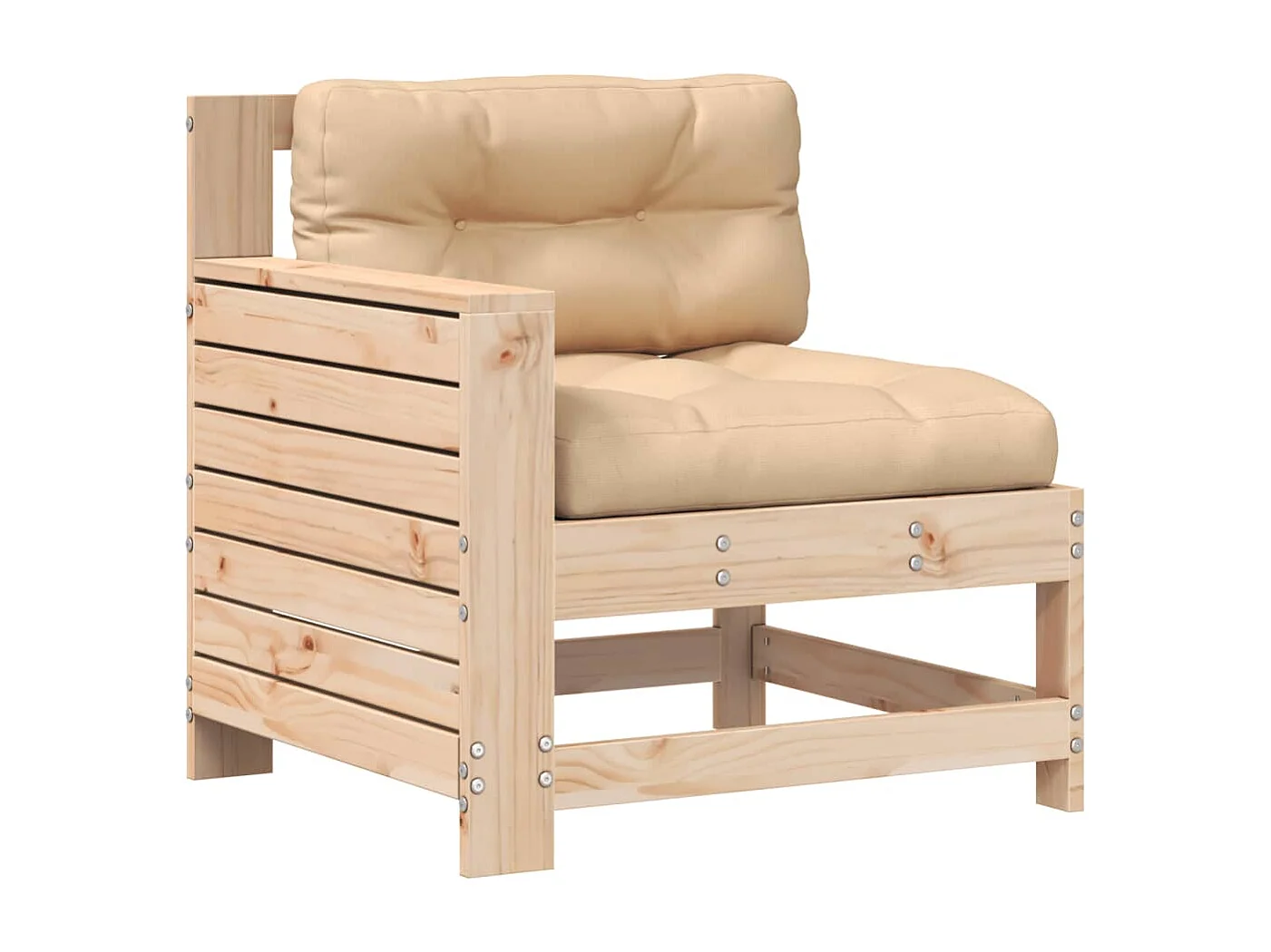 Gartensofa mit Armlehne und Kissen Massivholz Kiefer