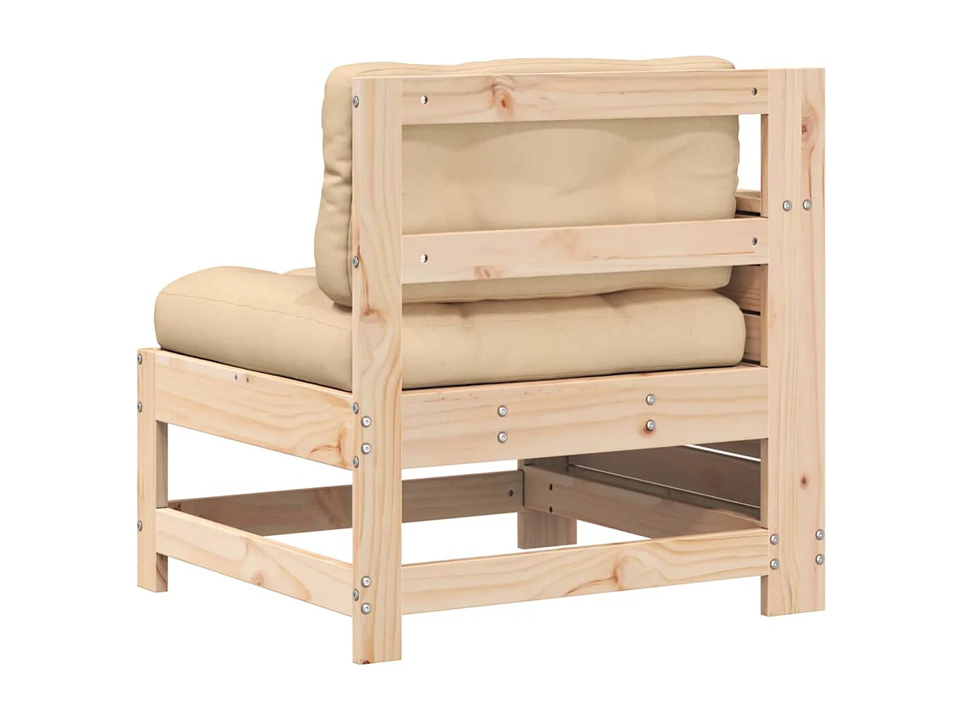 Gartensofa mit Armlehne und Kissen Massivholz Kiefer