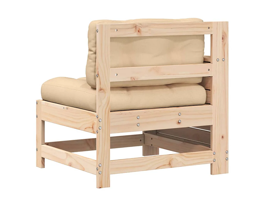 Divano Giardino Senza Braccioli con Cuscino Legno Massello Pino
