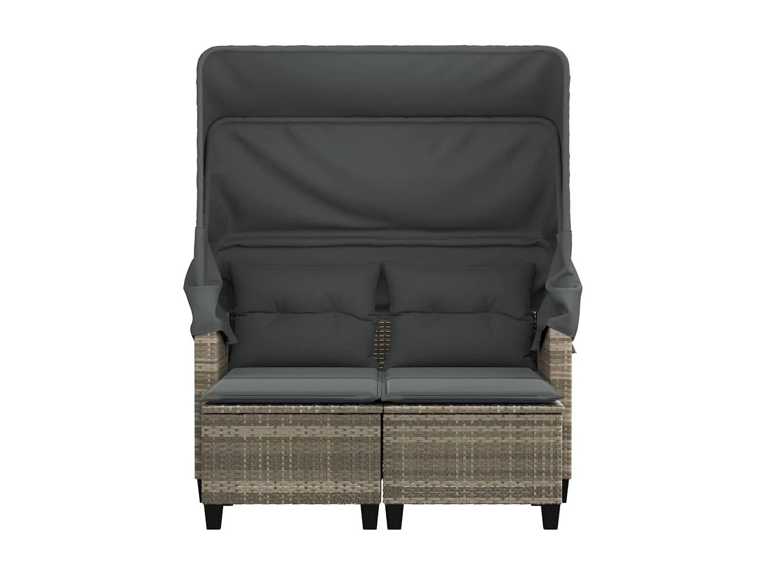 Divano Giardino 2 Posti Tetto Sgabelli Grigio Chiaro Polyrattan