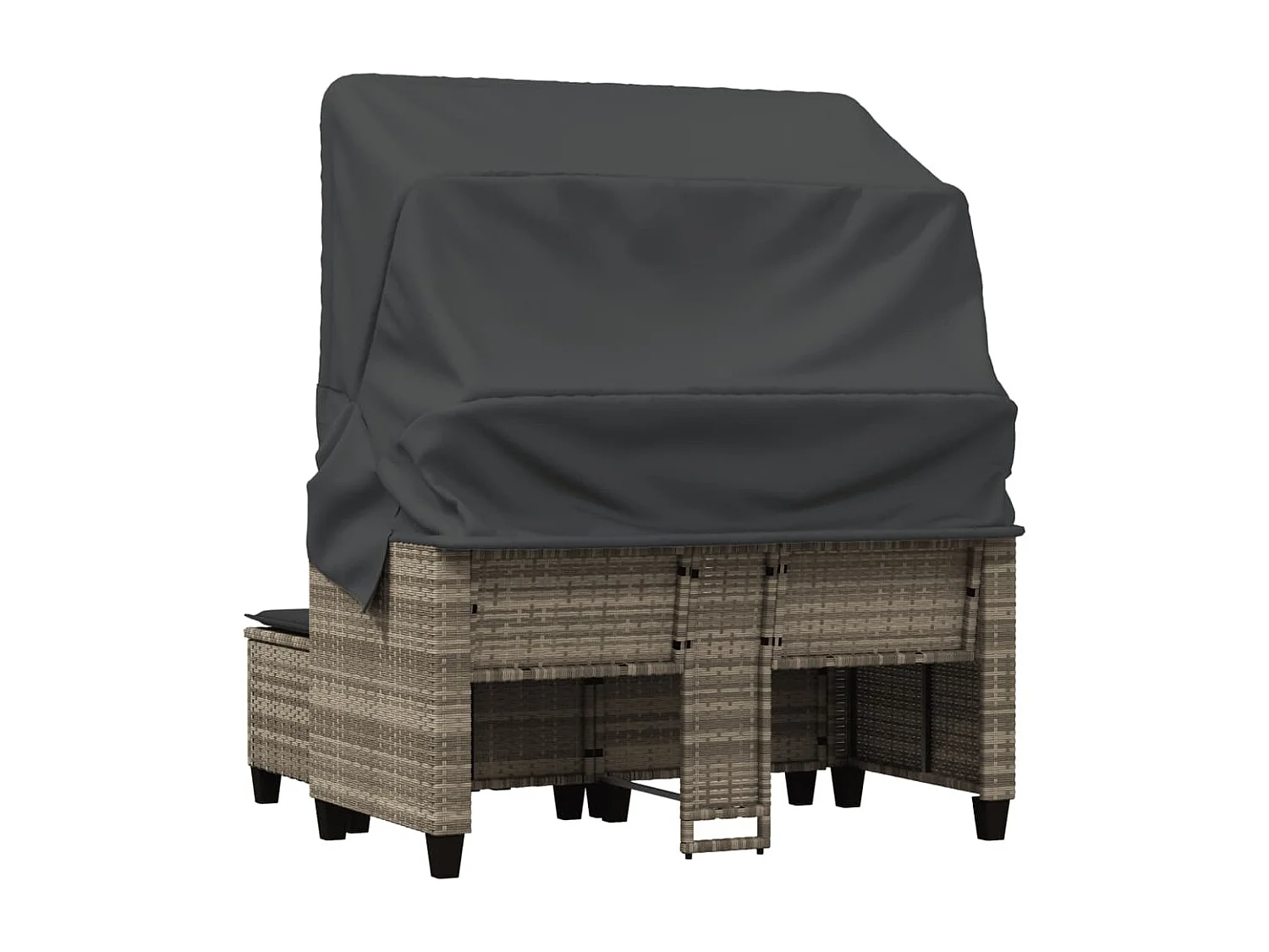 Divano Giardino 2 Posti Tetto Sgabelli Grigio Chiaro Polyrattan