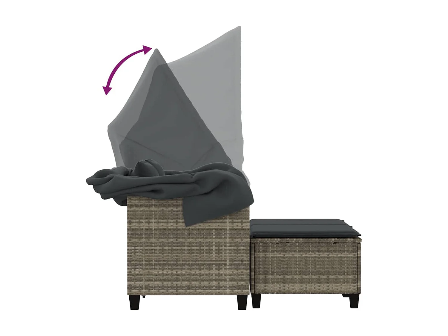 Divano Giardino 2 Posti Tetto Sgabelli Grigio Chiaro Polyrattan