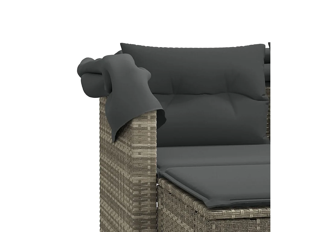 Divano Giardino 2 Posti Tetto Sgabelli Grigio Chiaro Polyrattan