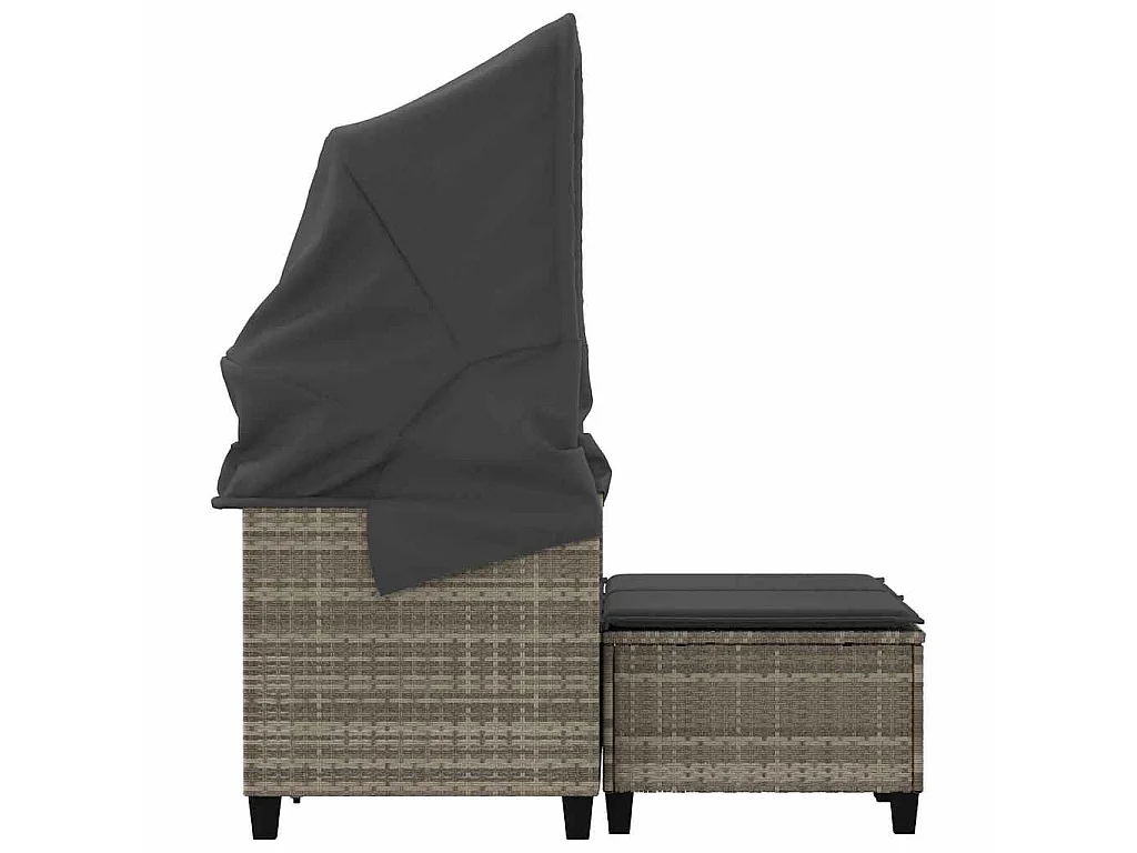 Divano Giardino 2 Posti Tetto Sgabelli Grigio Chiaro Polyrattan
