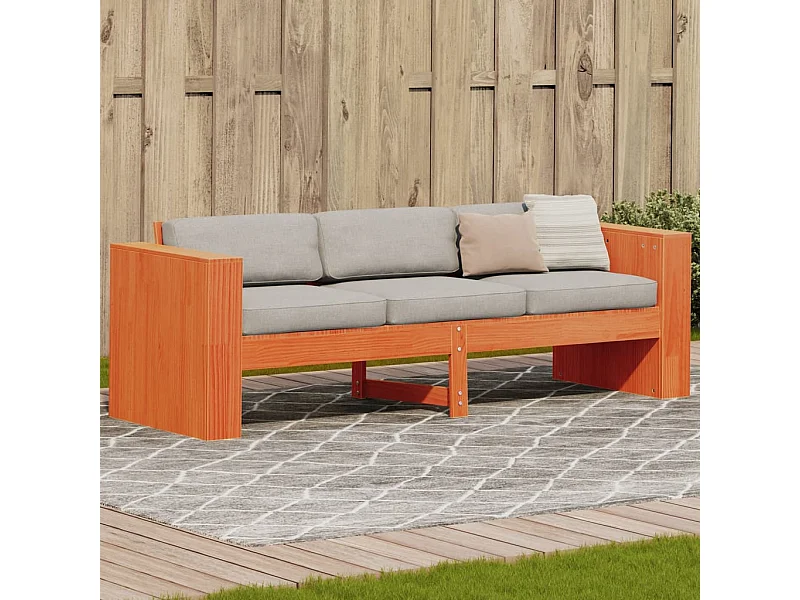 Divano Giardino 3 Posti Marrone Cera 189x60x62 cm Massello Pino