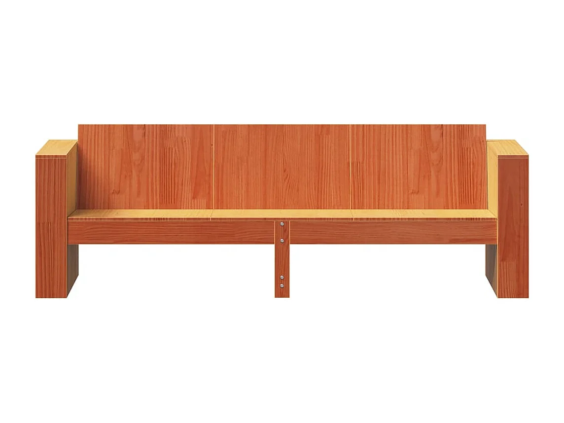 Gartensofa 3-Sitzer Wachsbraun 189x60x62 cm Massivholz Kiefer