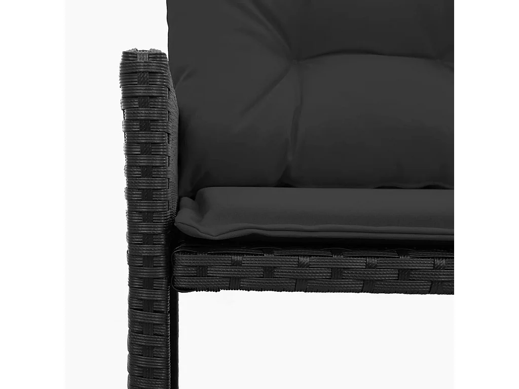 Tuinbank met tafel en kussens L-vormig poly rattan zwart