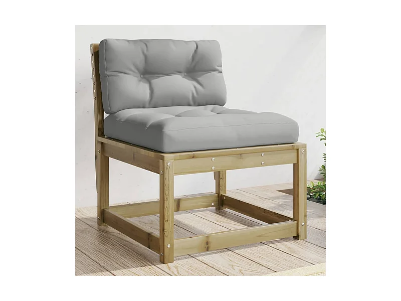 Canapé de jardin avec coussins bois de pin imprégné