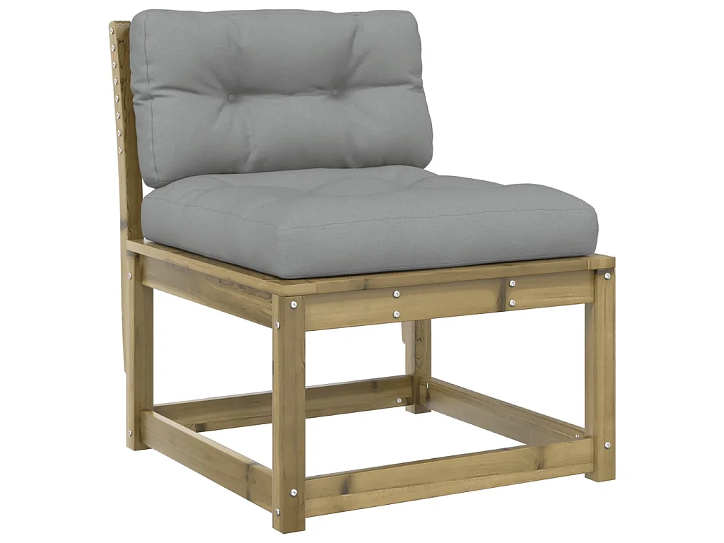 Canapé de jardin avec coussins bois de pin imprégné