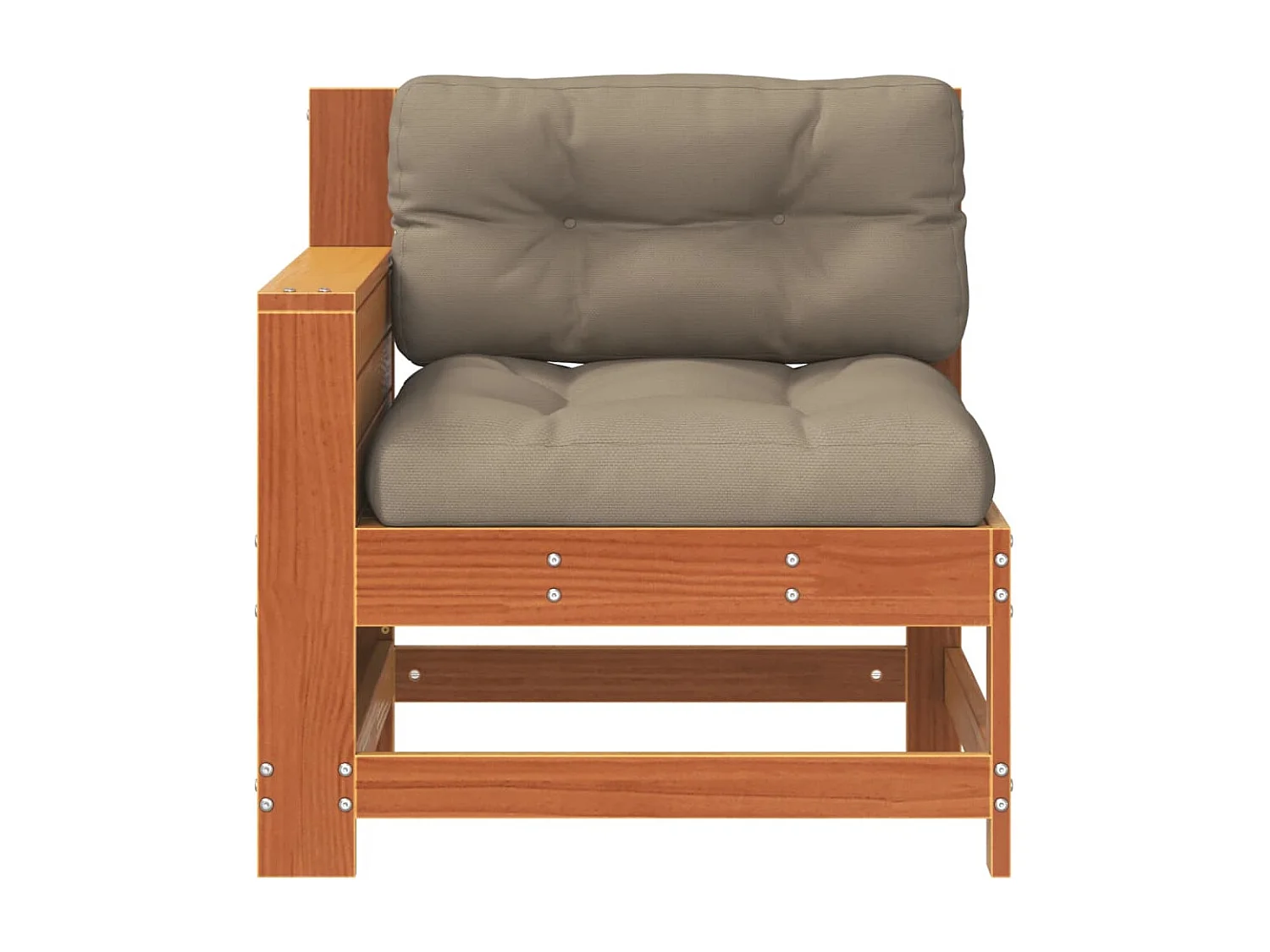 Gartensofa mit Armlehne und Kissen Wachsbraun Massivholz Kiefer