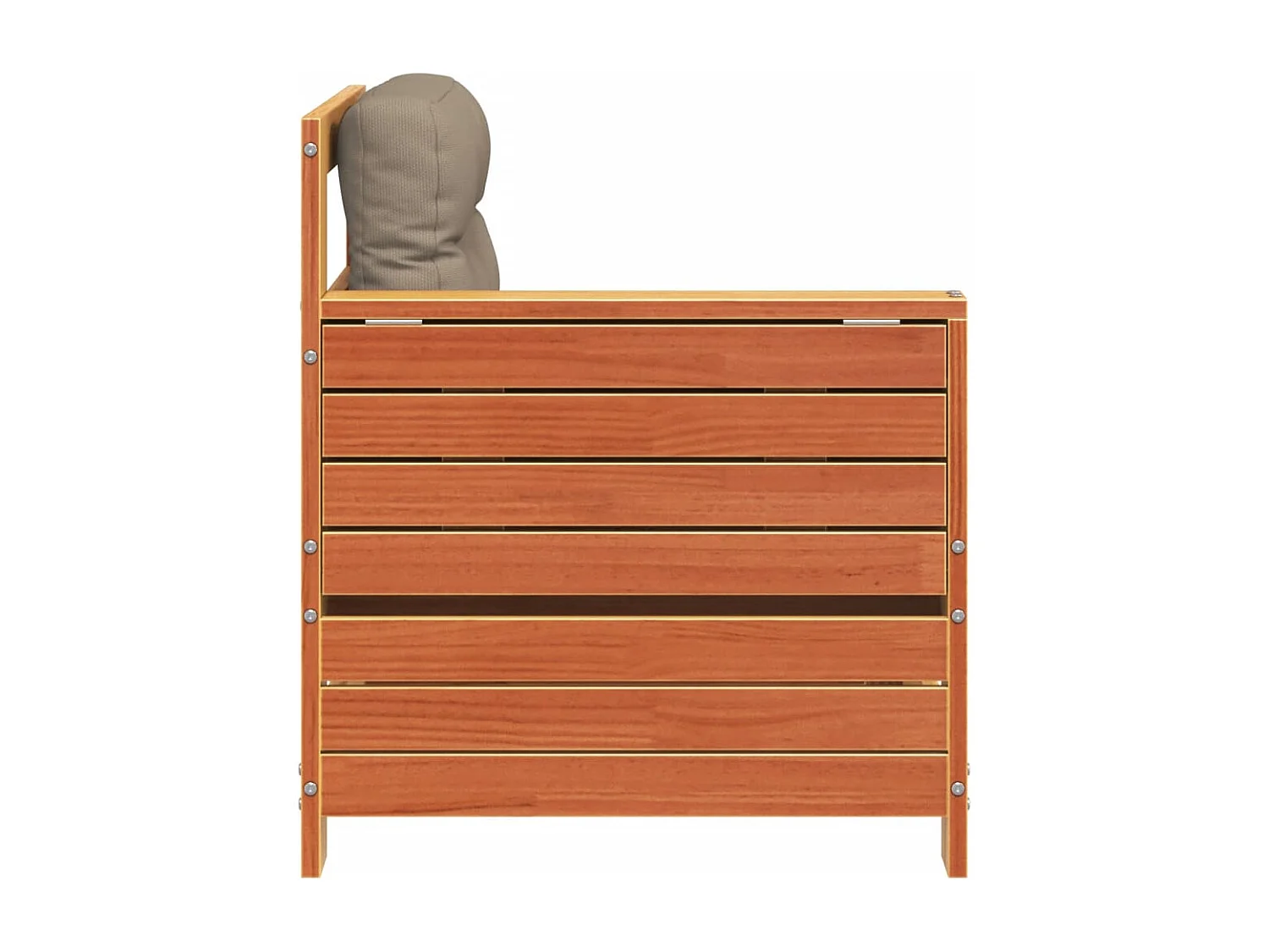 Gartensofa mit Armlehne und Kissen Wachsbraun Massivholz Kiefer