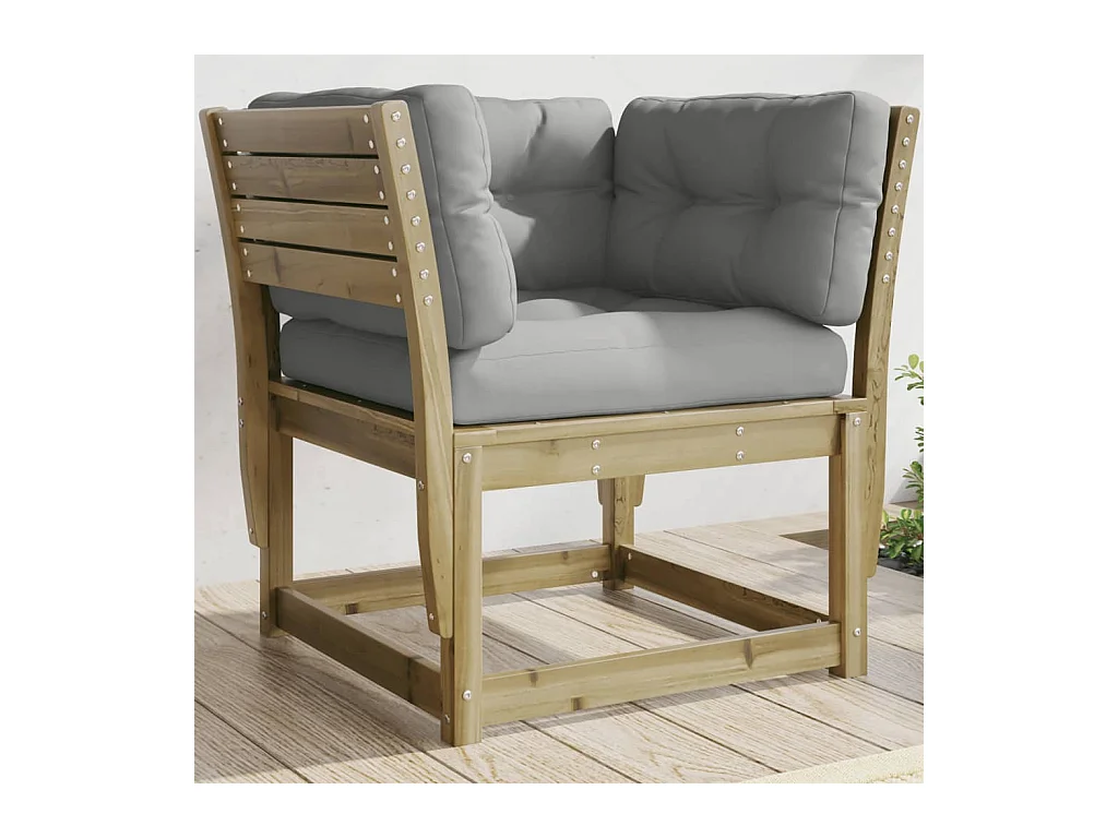 Gartensofa mit Armlehnen und Kissen Kiefernholz Imprägniert