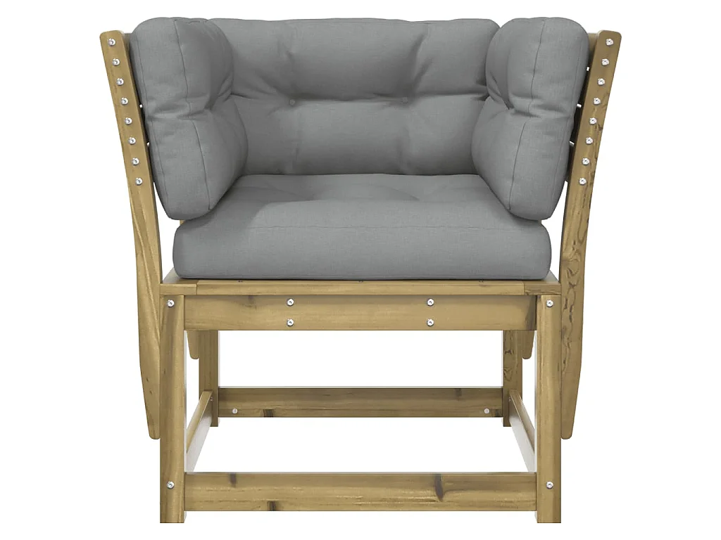 Tuinbank met armleuningen en kussens geïmpregneerd grenenhout