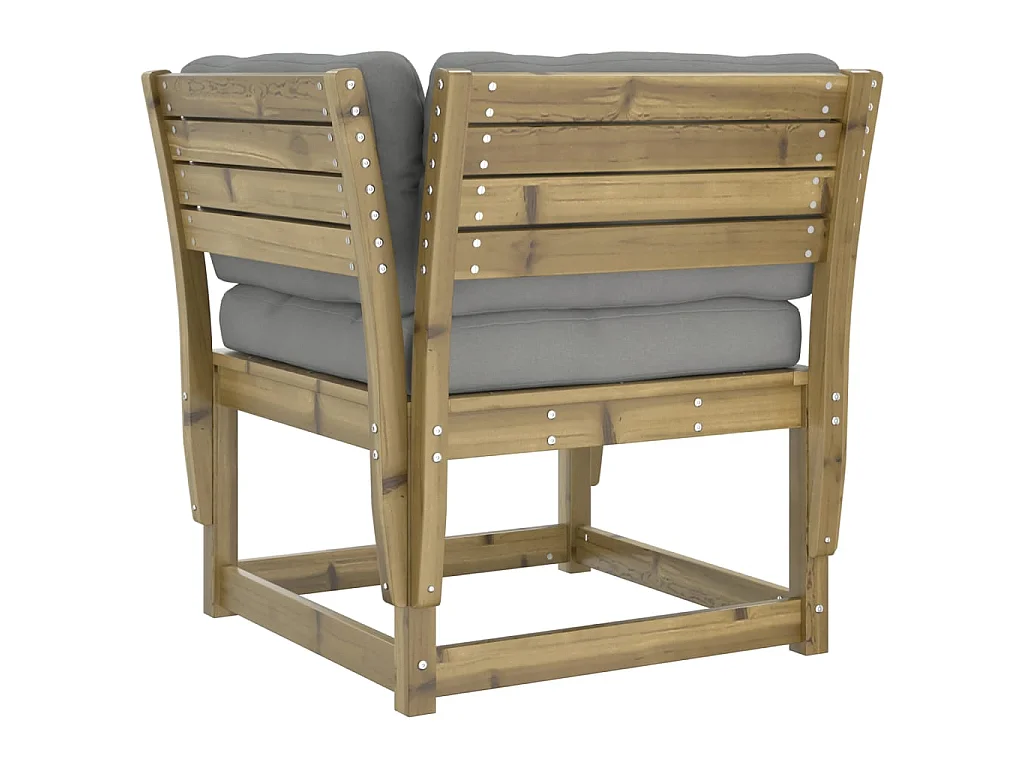 Tuinbank met armleuningen en kussens geïmpregneerd grenenhout