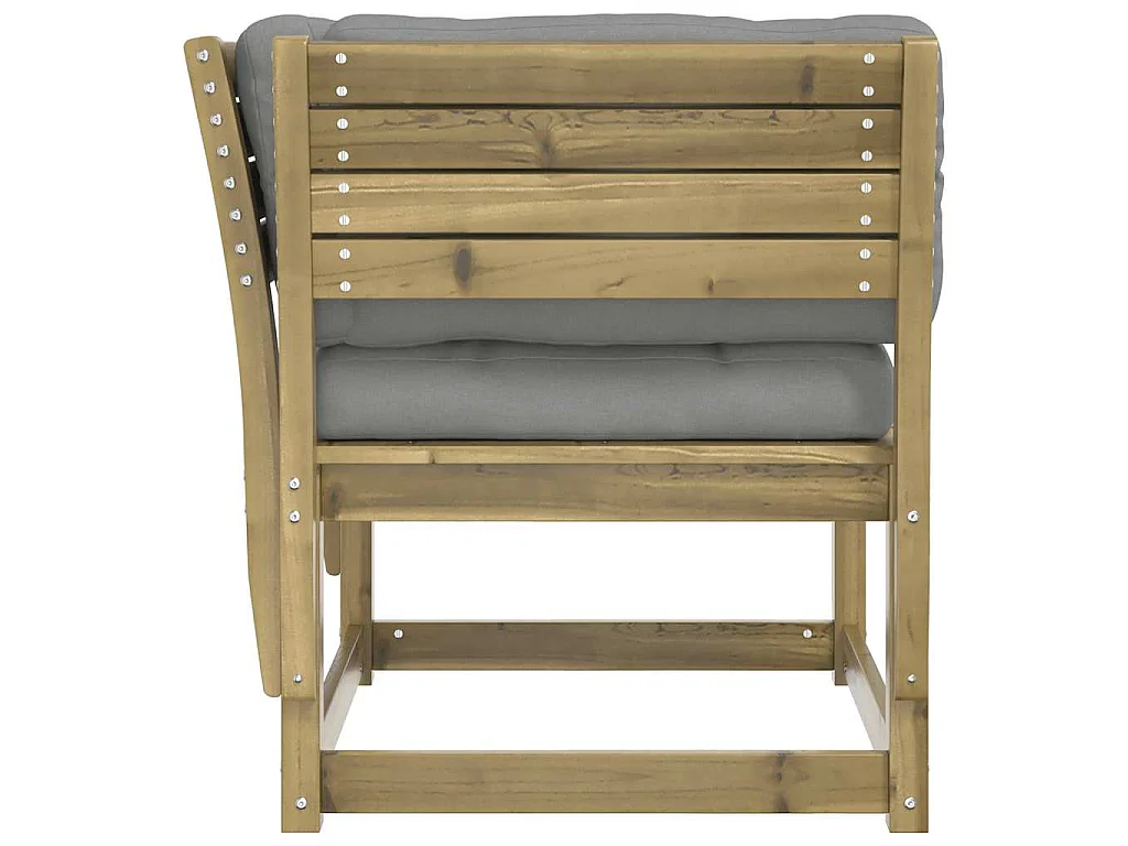 Canapé de jardin accoudoirs avec coussins bois pin imprégné