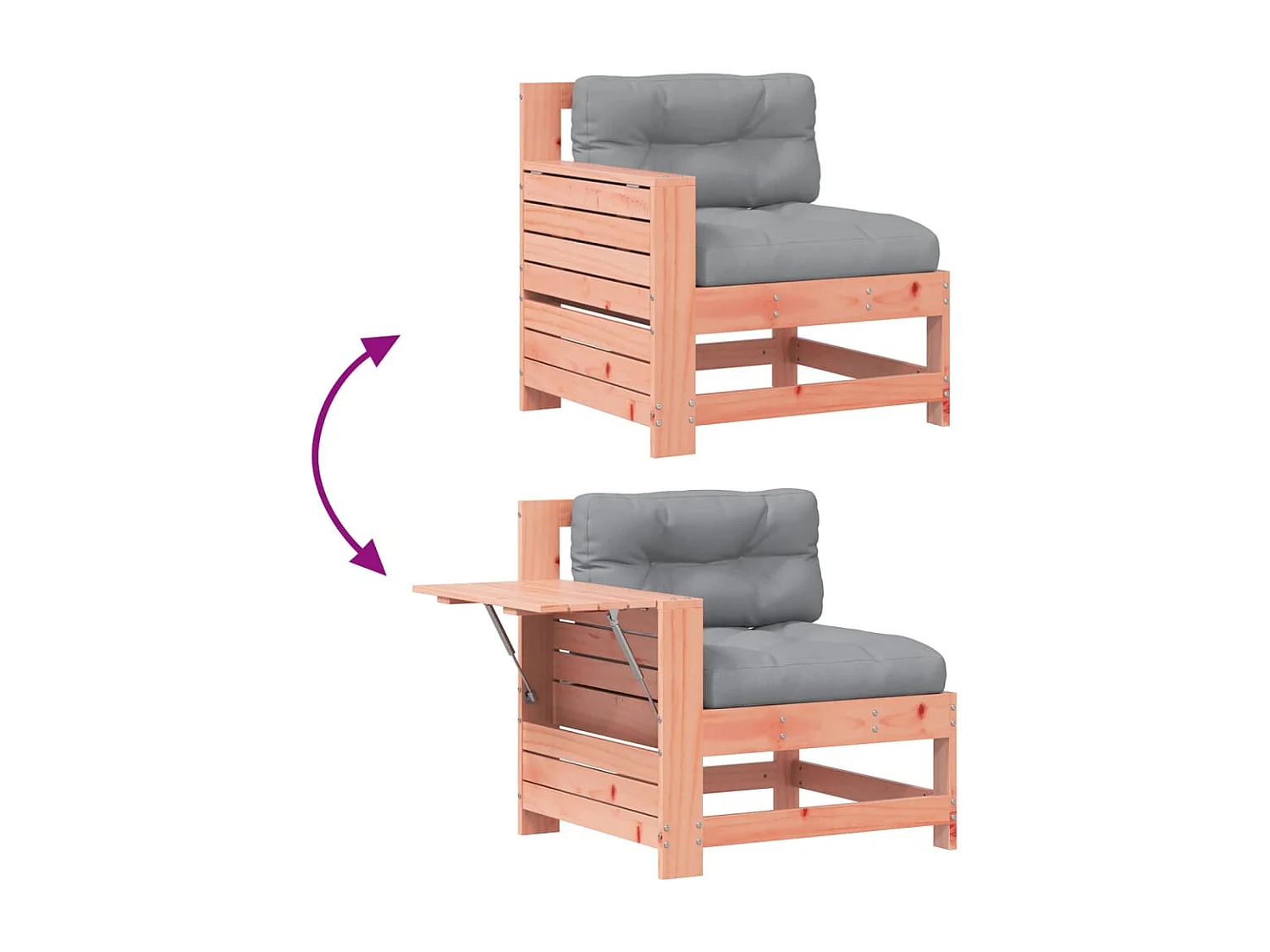 Canapé de jardin accoudoir avec coussin bois massif douglas