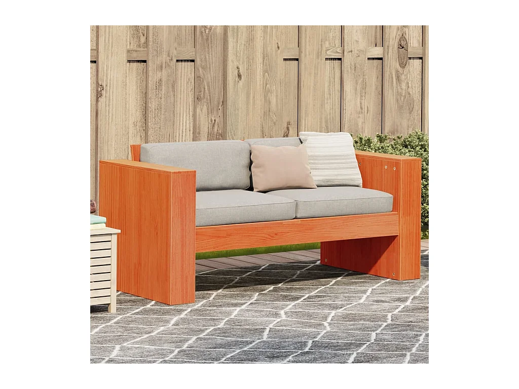 Canapé de jardin 2 places cire marron bois pin massif