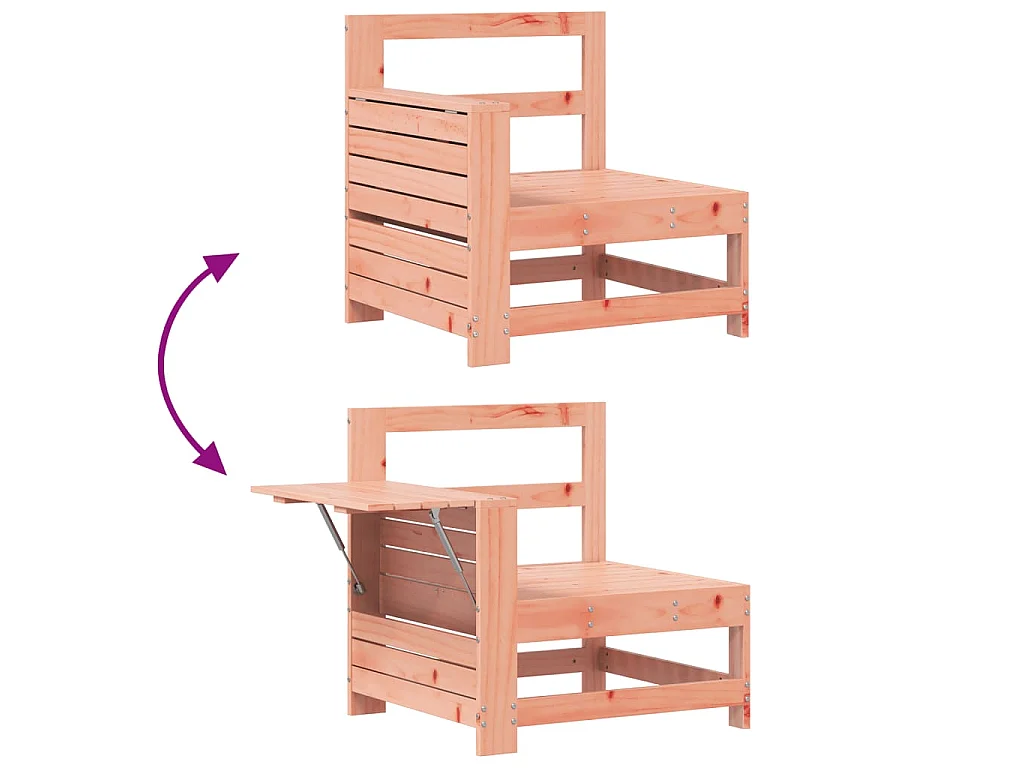Gartensofa mit Armlehne und Beistelltisch Massivholz Douglasie