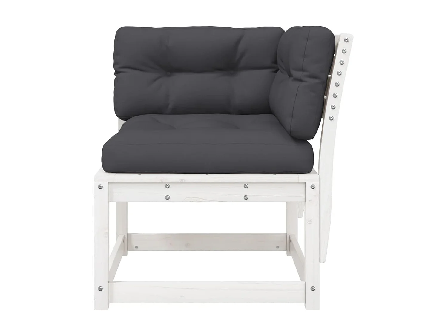 Canapé d'angle de jardin et coussins blanc bois de pin massif
