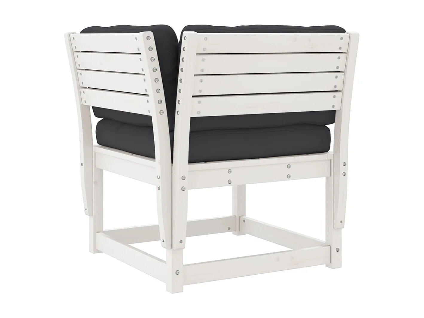 Canapé d'angle de jardin et coussins blanc bois de pin massif