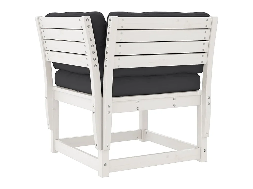 Divano Angolare Giardino Cuscini Bianco 73x73x78 Massello Pino