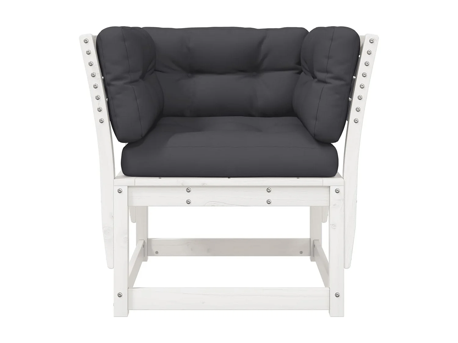 Gartensofa mit Armlehnen und Kissen Weiß Massivholz Kiefer