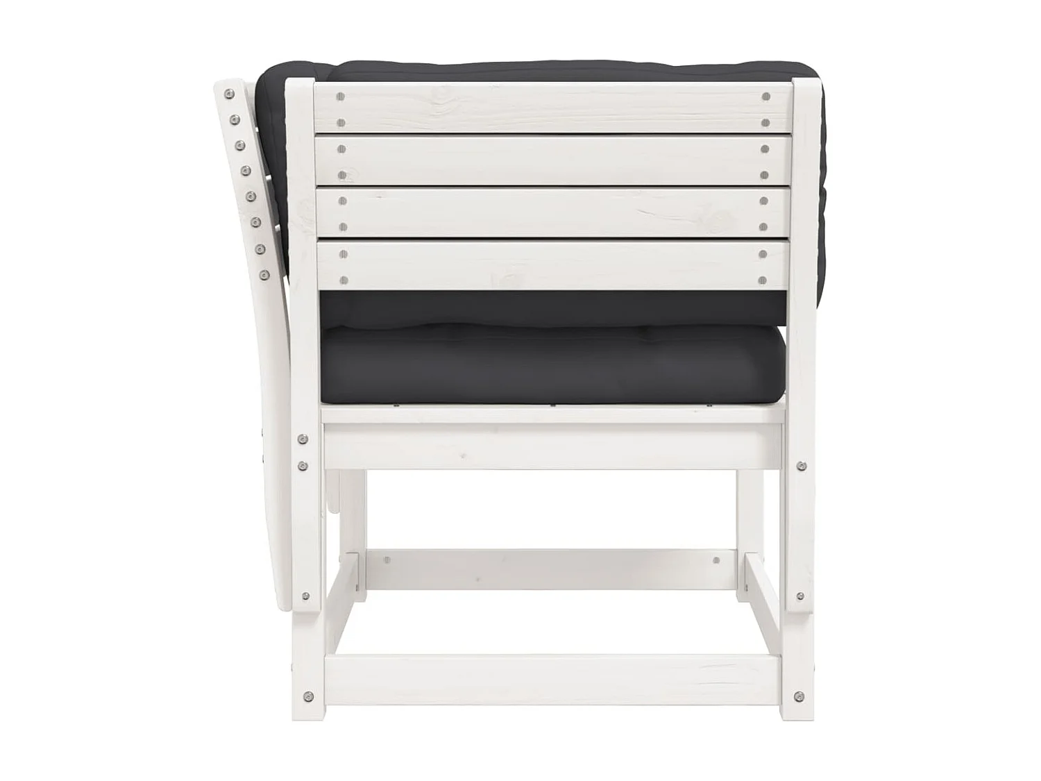 Gartensofa mit Armlehnen und Kissen Weiß Massivholz Kiefer