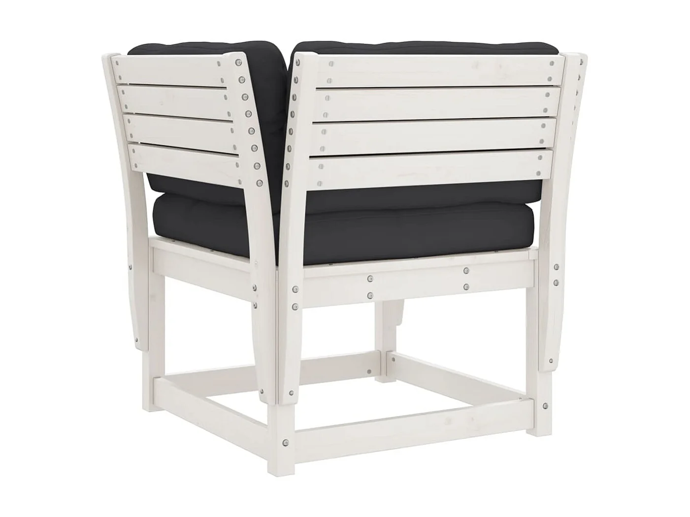 Gartensofa mit Armlehnen und Kissen Weiß Massivholz Kiefer