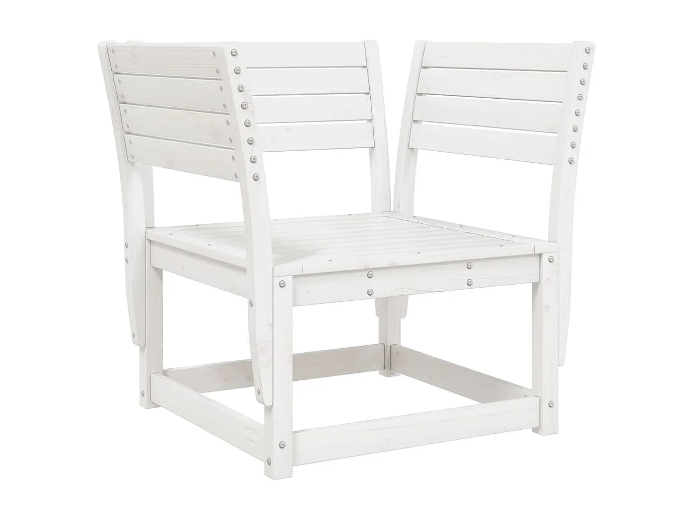 Gartensofa mit Armlehnen und Kissen Weiß Massivholz Kiefer