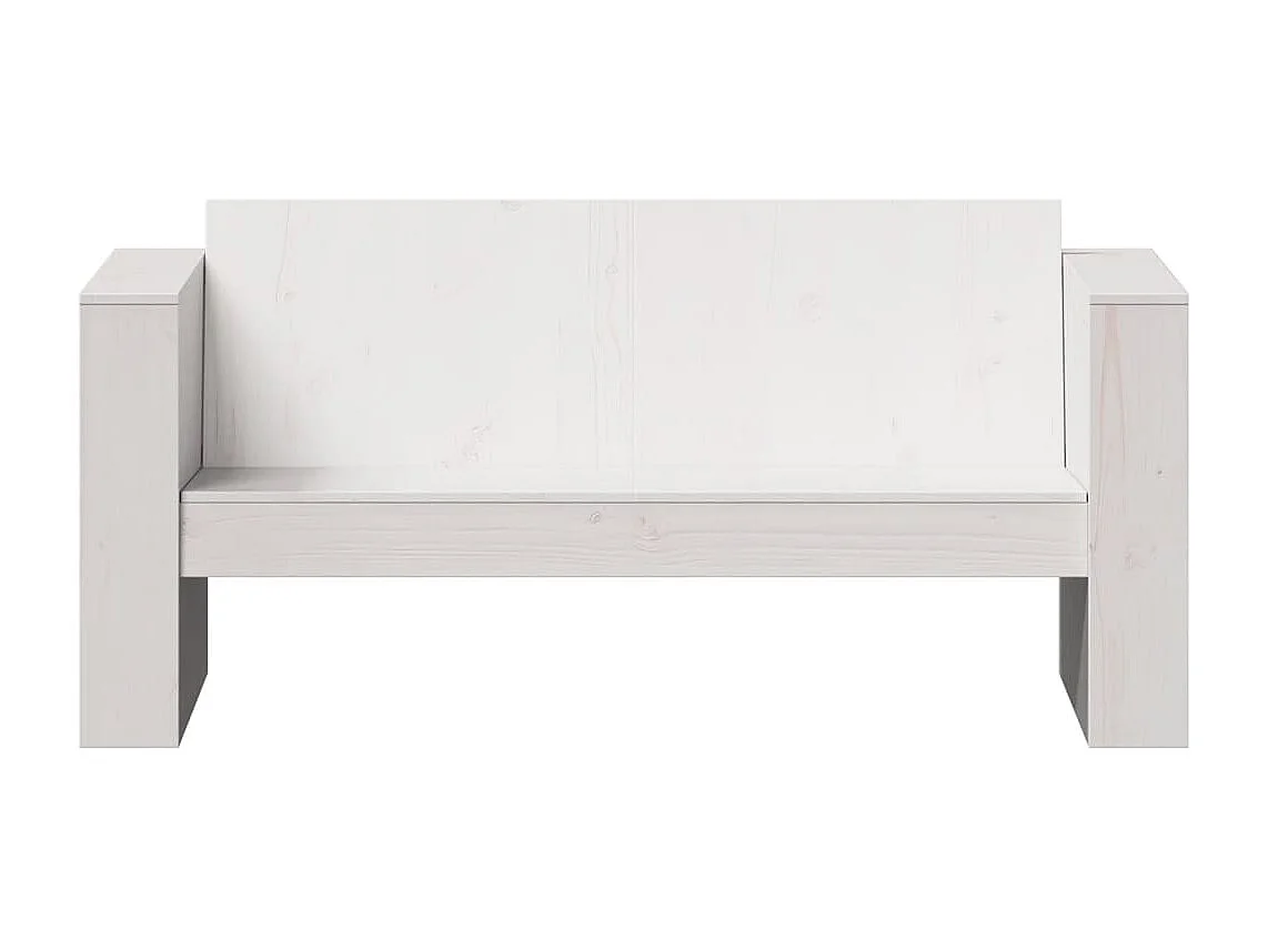 Divano Giardino 2 Posti Bianco 134x60x62 cm Legno Massello Pino