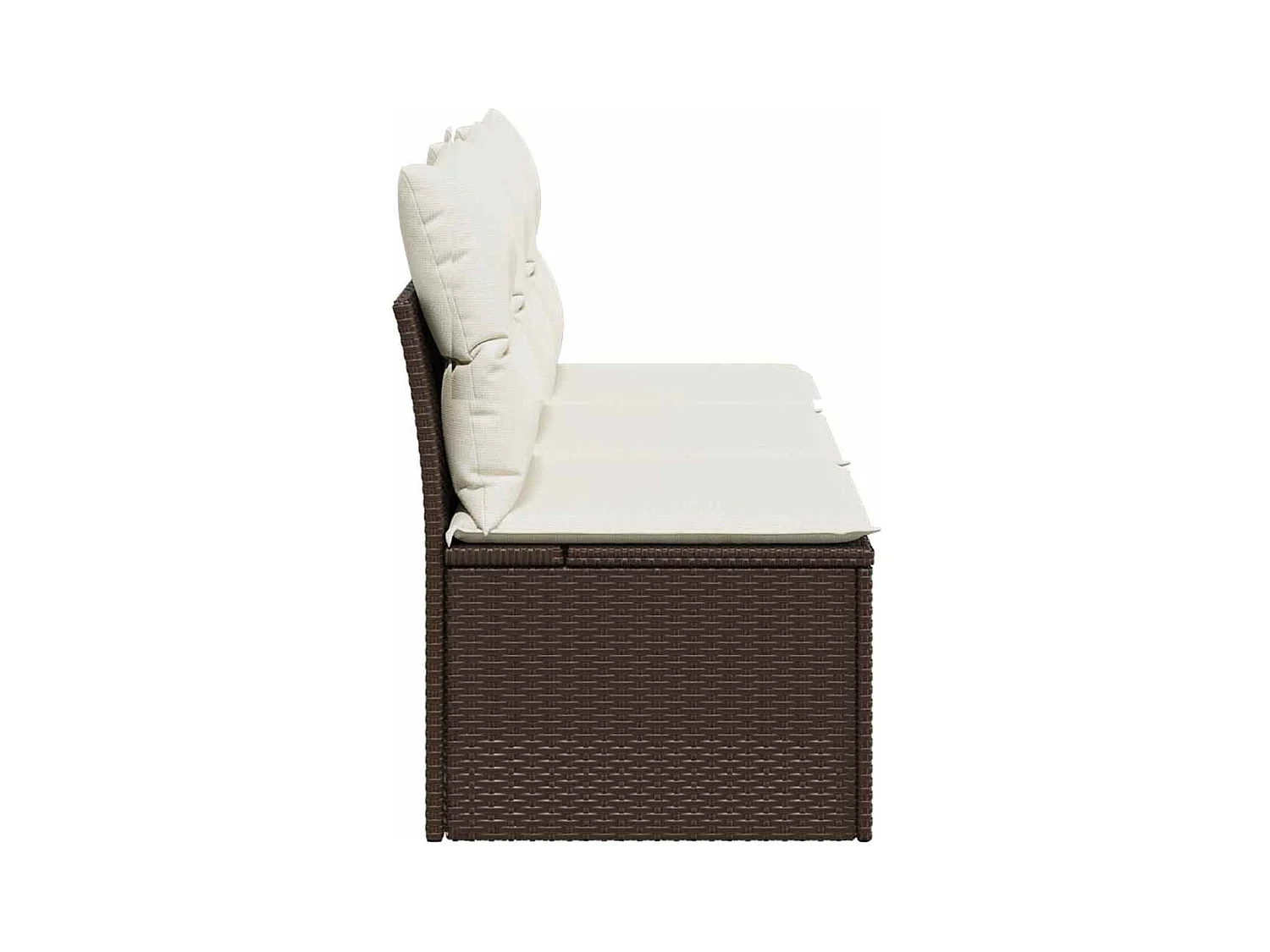 Tuinbank 3-zits met kussens poly rattan bruin