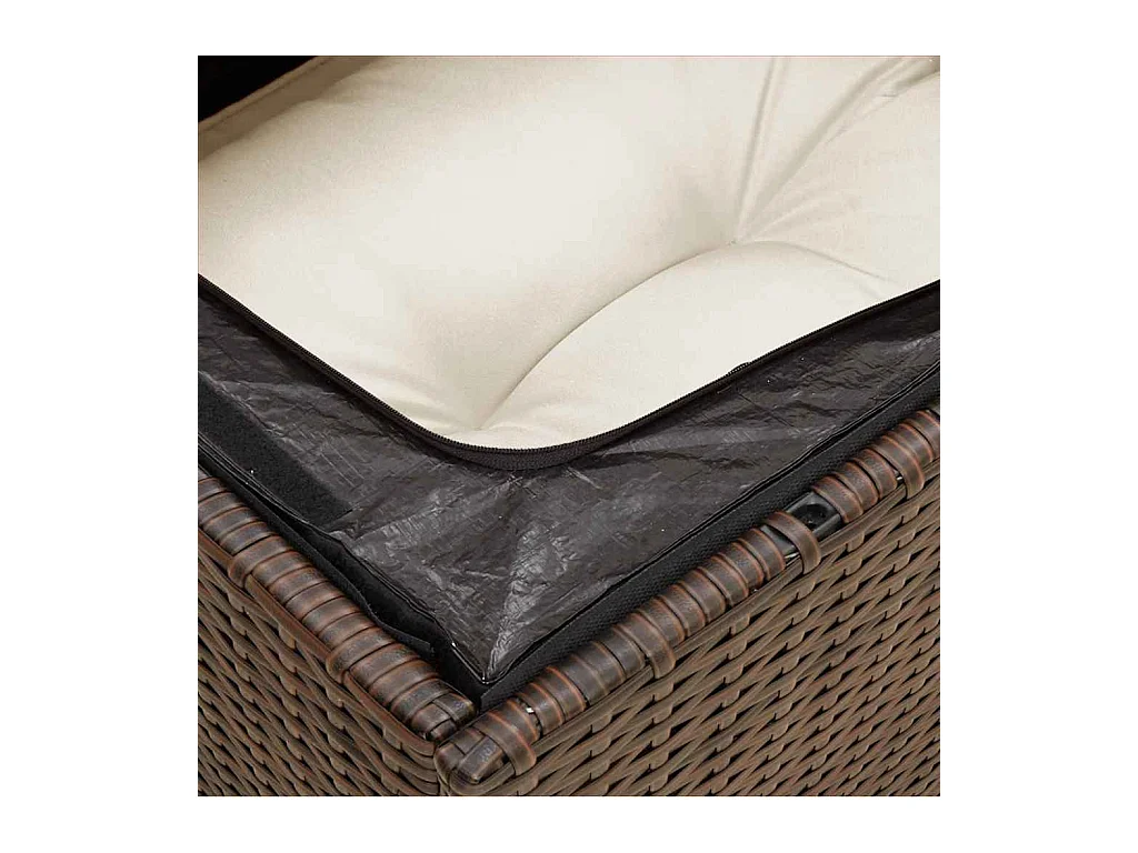 Tuinbank 3-zits met kussens poly rattan bruin