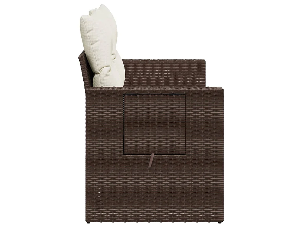 Gartensofa mit Kissen 2-Sitzer Braun Poly Rattan