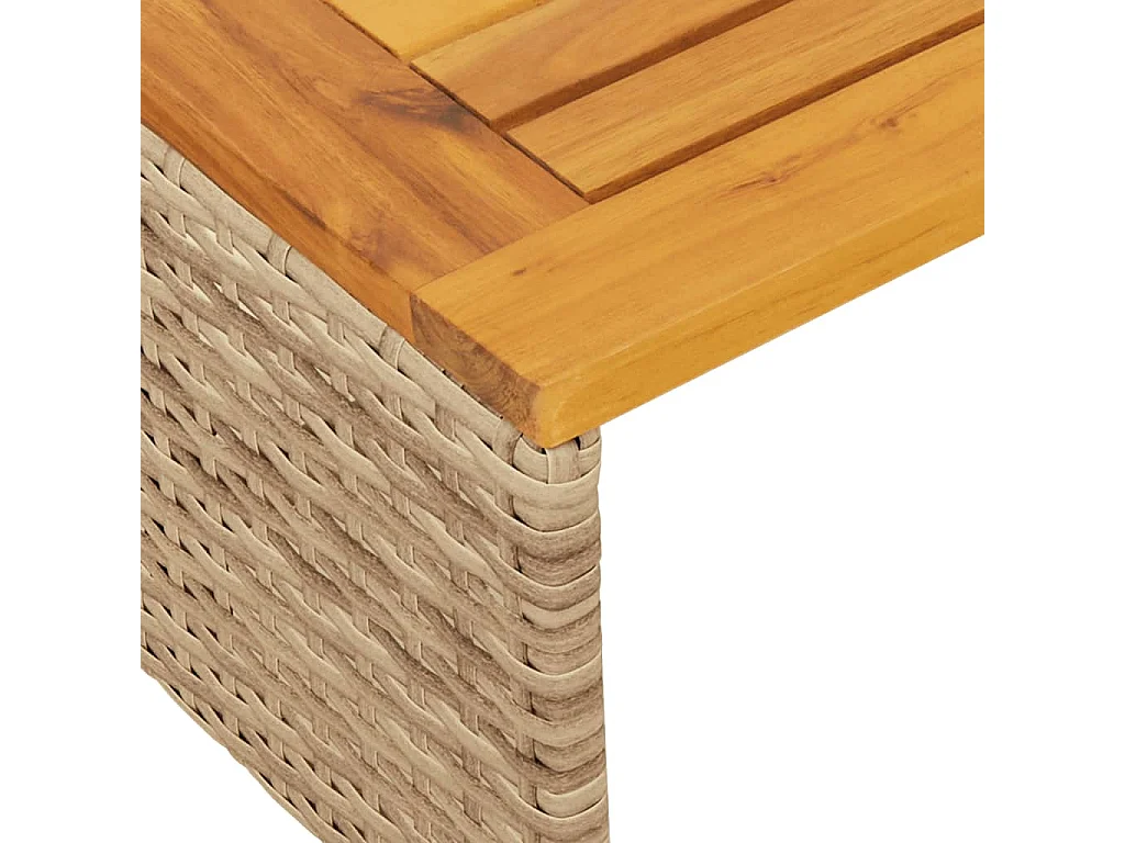 Canapé de jardin avec table et coussins en forme de L beige