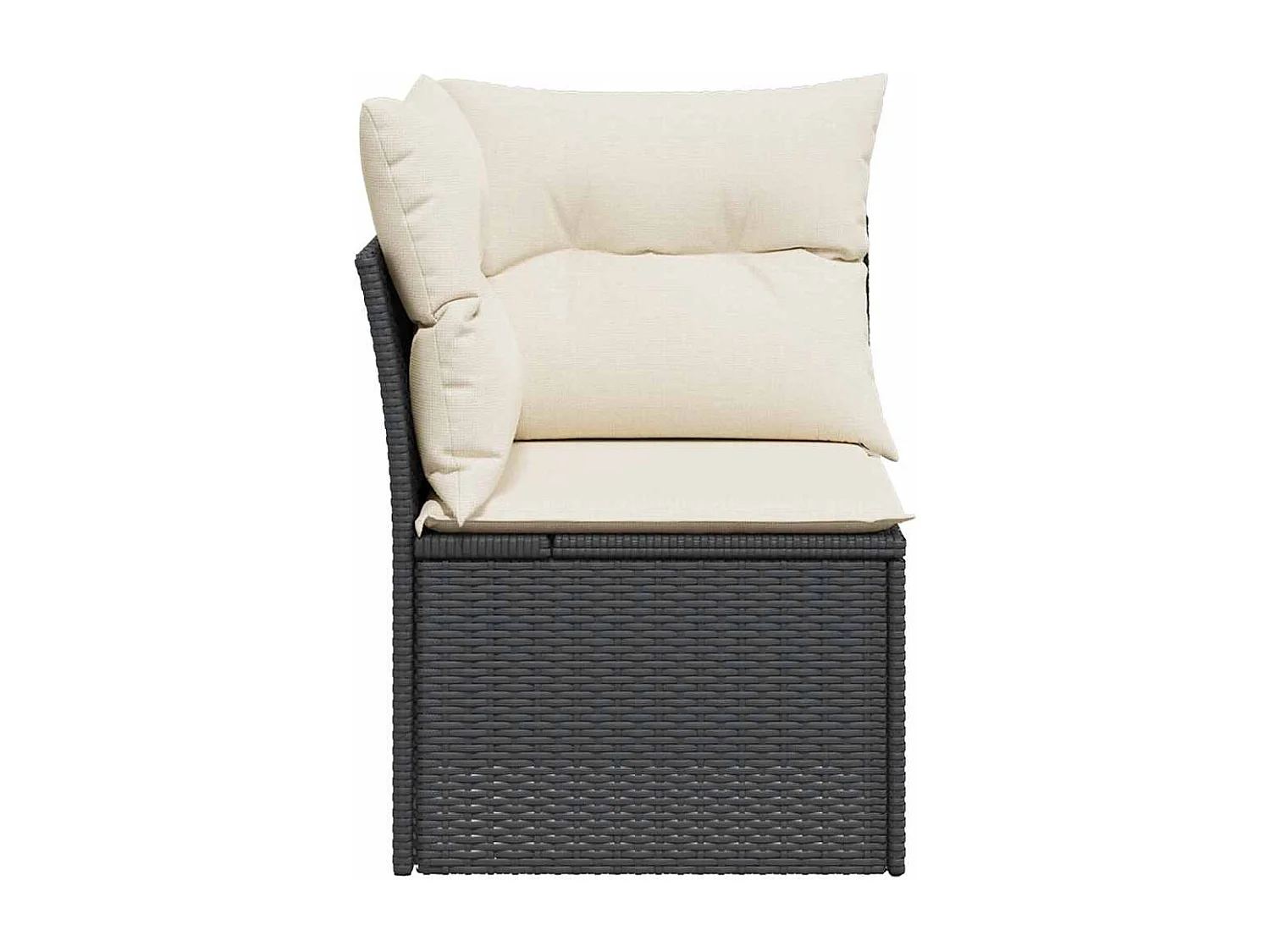 Tuinhoekbank met kussens poly rattan zwart