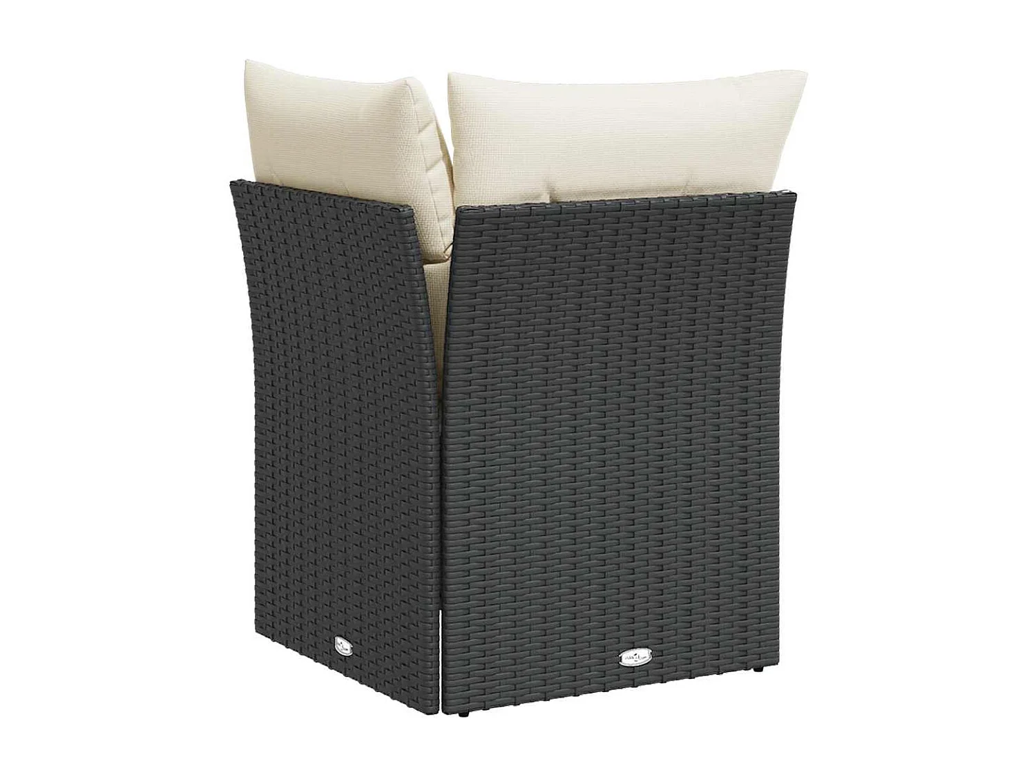 Tuinhoekbank met kussens poly rattan zwart