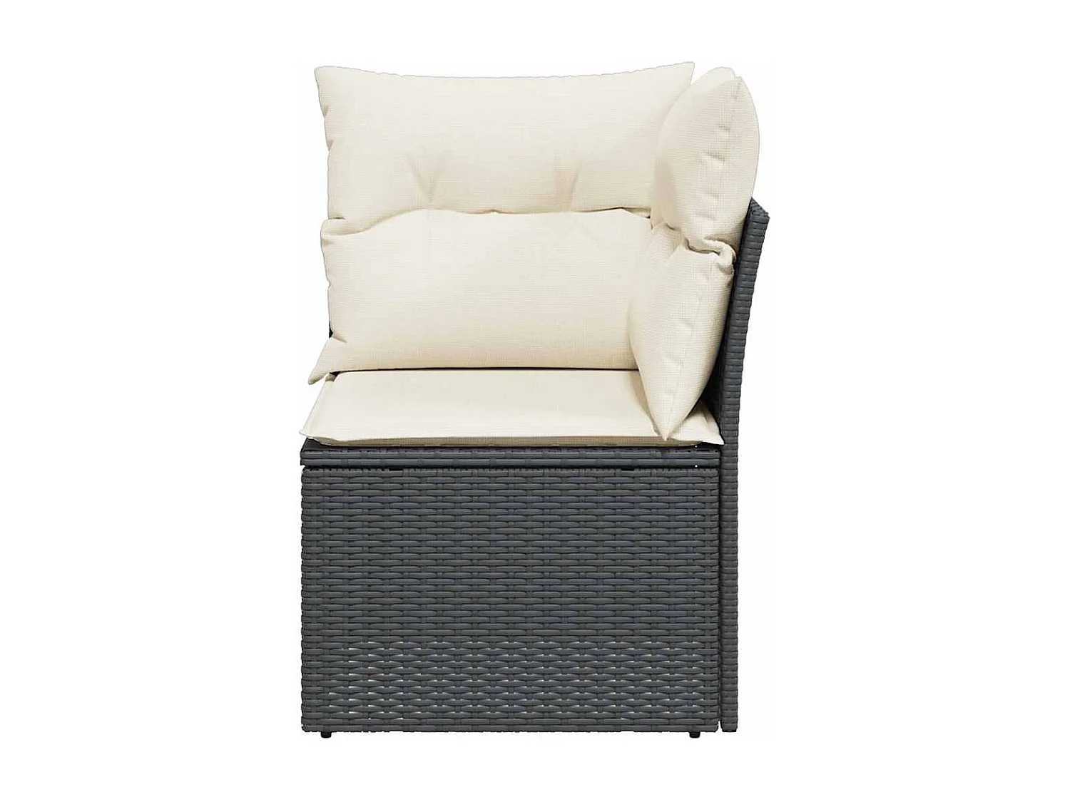 Garten-Ecksofa mit Kissen Schwarz Poly Rattan