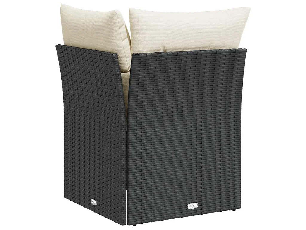 Canapé d'angle de jardin avec coussins noir résine tressée