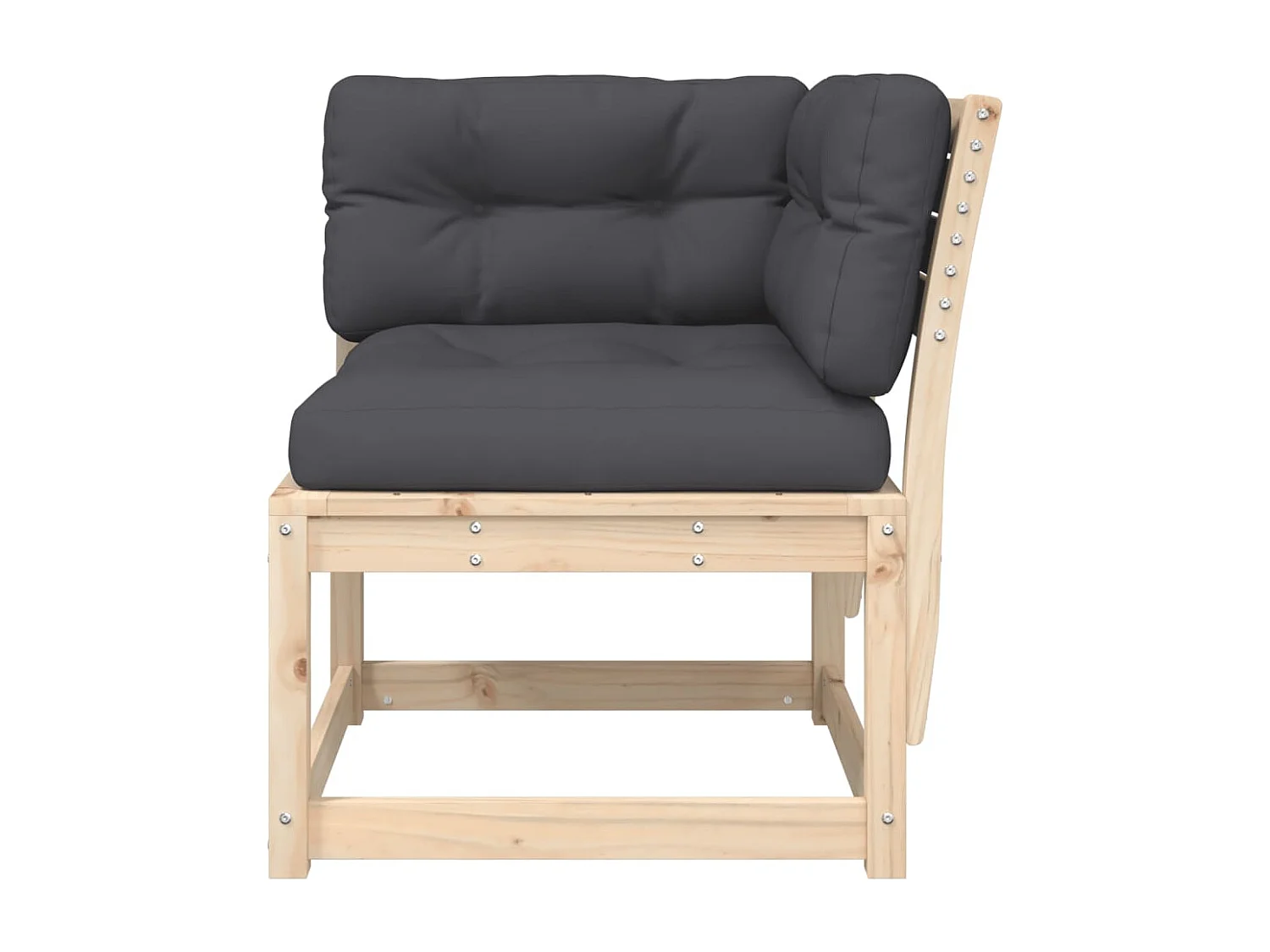 Canapé d'angle de jardin et coussins 73x73x78cm bois pin massif