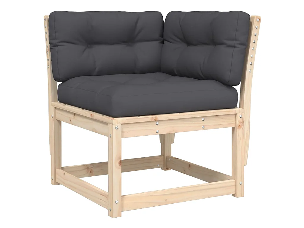 Garten-Ecksofa mit Kissen 73x73x78 cm Massivholz Kiefer