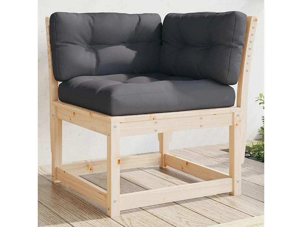 Divano Angolare Giardino Cuscini 73x73x78cm Legno Massello Pino